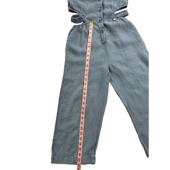 Zara Kids Girls Blue Grey 100% Linen Cut Out Sleeveless Jumpsuit Size 10 140 - Picture 3 of 10